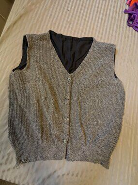 Heather Brown Sweater Vest Snap Front Handmade